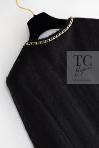CHANEL 19B Black Llama Wool Chain Trim Jacket 34 36 38 40 シャネル ブラック ラマ ウール チェーン トリミング ジャケット 即発