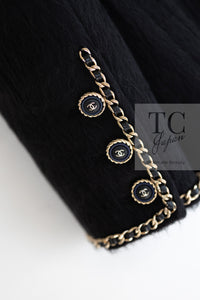 CHANEL 19B Black Llama Wool Chain Trim Jacket 34 36 38 40 シャネル ブラック ラマ ウール チェーン トリミング ジャケット 即発