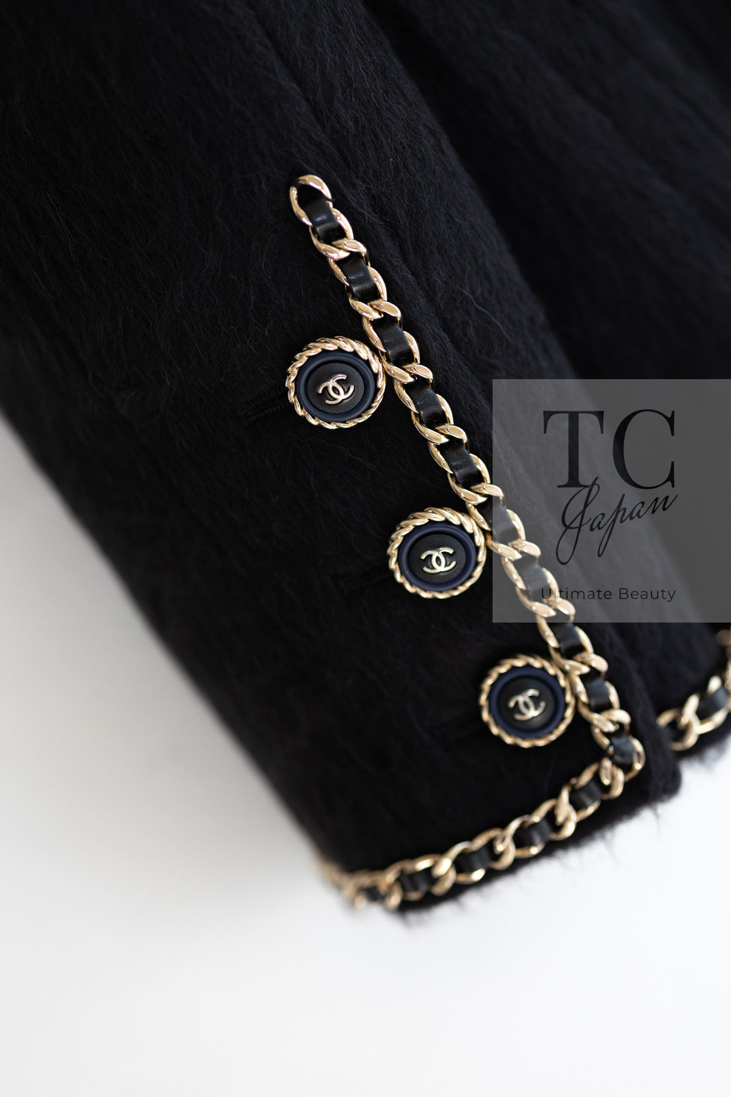 CHANEL 19B Black Llama Wool Chain Trim Jacket 34 36 38 40 シャネル ブラック ラマ ウール チェーン トリミング ジャケット 即発
