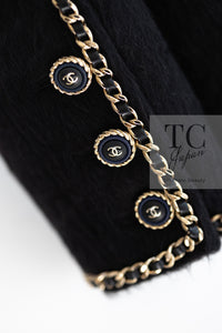 CHANEL 19B Black Llama Wool Chain Trim Jacket 34 36 38 40 シャネル ブラック ラマ ウール チェーン トリミング ジャケット 即発