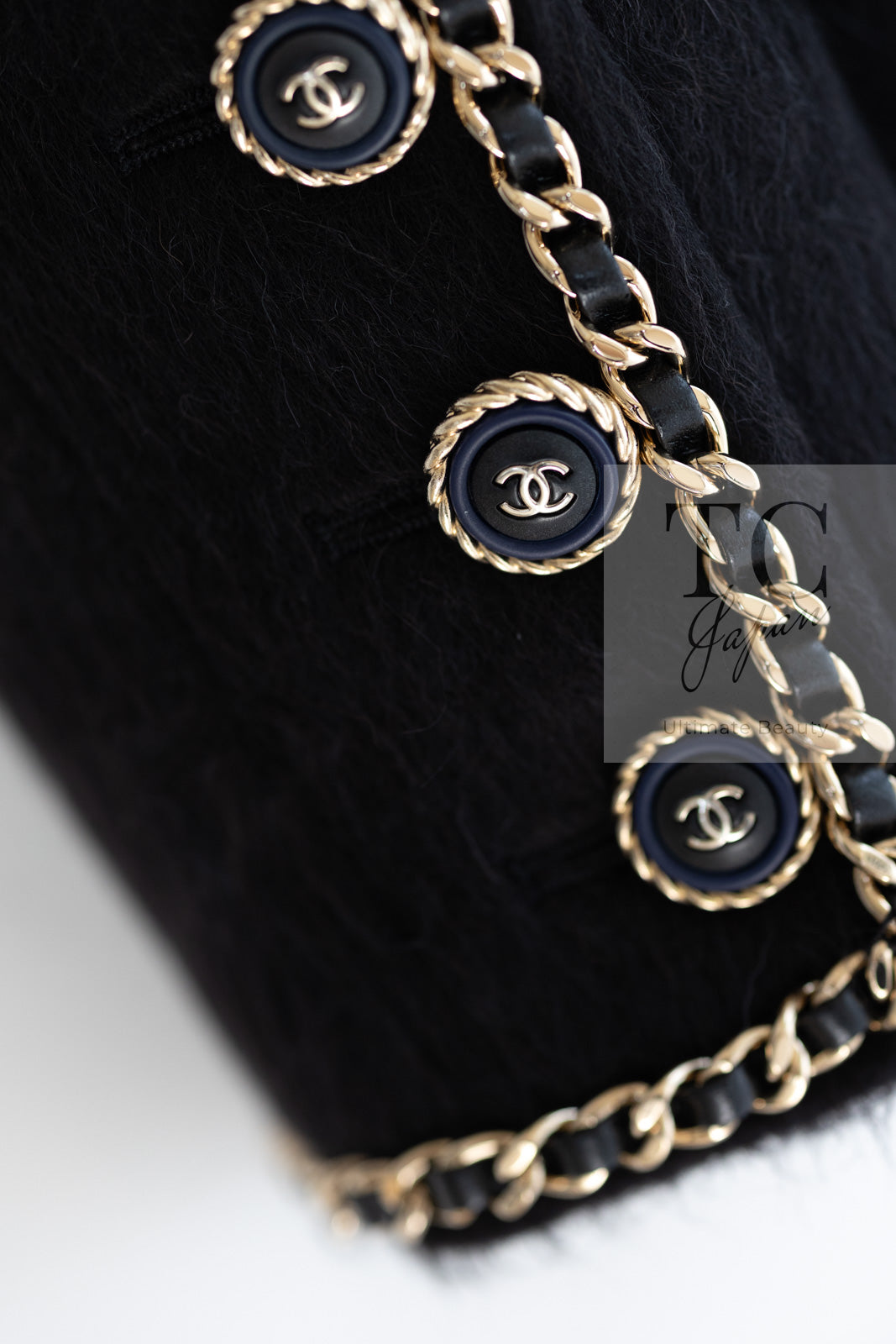 CHANEL 19B Black Llama Wool Chain Trim Jacket 34 36 38 40 シャネル ブラック ラマ ウール チェーン トリミング ジャケット 即発