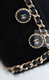 CHANEL 19B Black Llama Wool Chain Trim Jacket 34 36 38 40 シャネル ブラック ラマ ウール チェーン トリミング ジャケット 即発