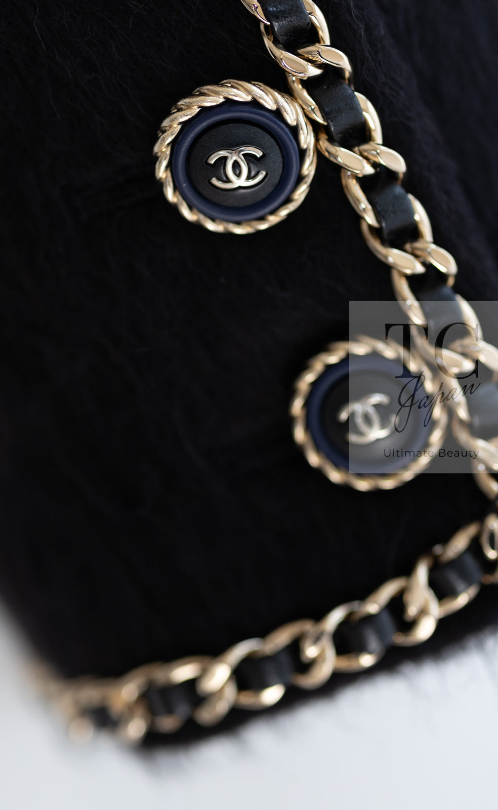 CHANEL 19B Black Llama Wool Chain Trim Jacket 34 36 38 40 シャネル ブラック ラマ ウール チェーン トリミング ジャケット 即発