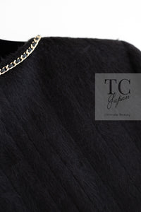 CHANEL 19B Black Llama Wool Chain Trim Jacket 34 36 38 40 シャネル ブラック ラマ ウール チェーン トリミング ジャケット 即発
