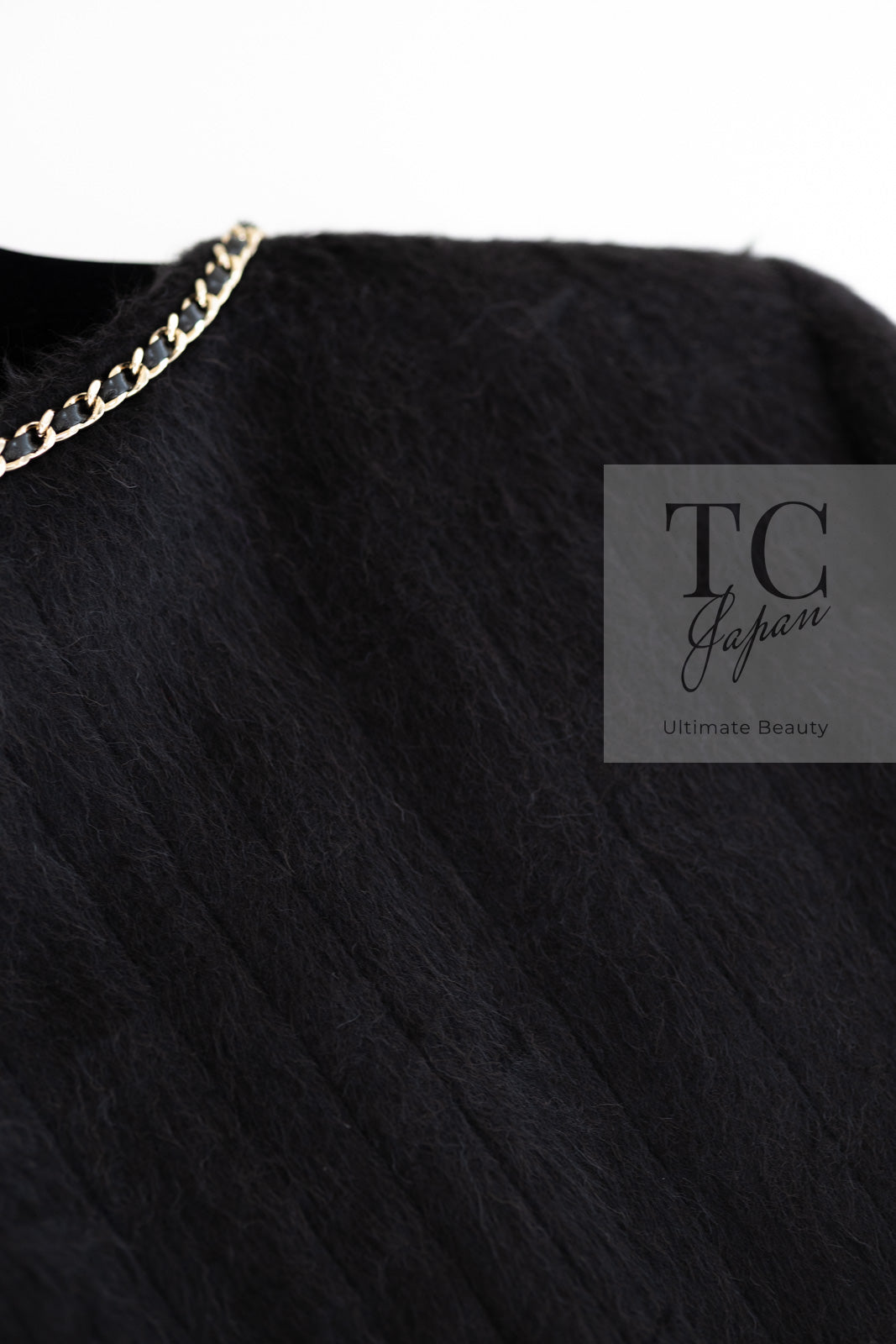 CHANEL 19B Black Llama Wool Chain Trim Jacket 34 36 38 40 シャネル ブラック ラマ ウール チェーン トリミング ジャケット 即発
