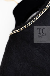 CHANEL 19B Black Llama Wool Chain Trim Jacket 34 36 38 40 シャネル ブラック ラマ ウール チェーン トリミング ジャケット 即発