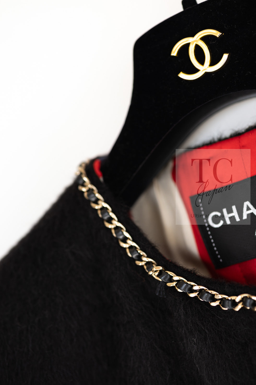 CHANEL 19B Black Llama Wool Chain Trim Jacket 38 40 シャネル ブラック ラマ ウール チェーン トリミング ジャケット 即発