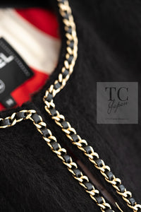 CHANEL 19B Black Llama Wool Chain Trim Jacket 38 40 シャネル ブラック ラマ ウール チェーン トリミング ジャケット 即発