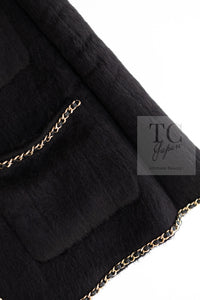CHANEL 19B Black Llama Wool Chain Trim Jacket 38 40 シャネル ブラック ラマ ウール チェーン トリミング ジャケット 即発