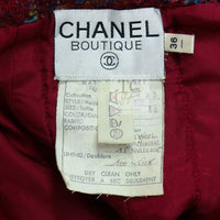 CHANEL 90A Vintage Red Wool Mohair Gold Buttons Jacket Skirt Suit 36 38 シャネル ヴィンテージ レッド ウール モヘア ゴールド ボタン ジャケット スカート スーツ 即発