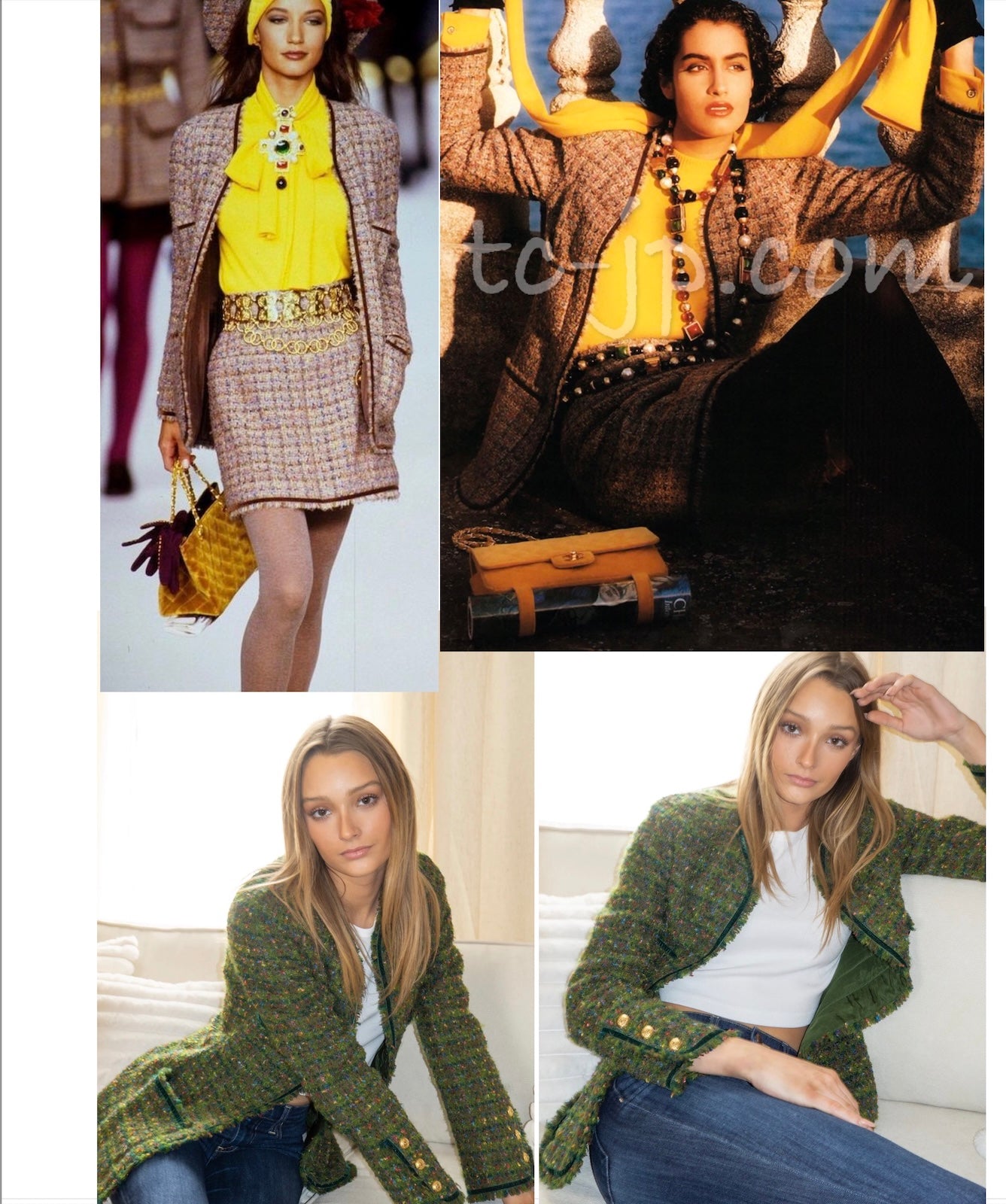CHANEL 90A Vintage Red Wool Mohair Gold Buttons Jacket Skirt Suit 36 38 シャネル ヴィンテージ レッド ウール モヘア ゴールド ボタン ジャケット スカート スーツ 即発