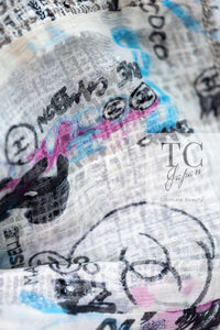 CHANEL 07C White Gray Graffiti CC Logo Tweed Jacket 38 40 42 シャネル ホワイト グレー グラフィティ ロゴ ツイード ジャケット 即発