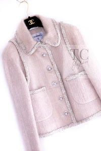 CHANEL 17A Pale Baby Pink Mohair Wool Coat Jacket 44 シャネル 軽くてふわふわ 淡い ベビーピンク モヘア ウール コート ジャケット 即発