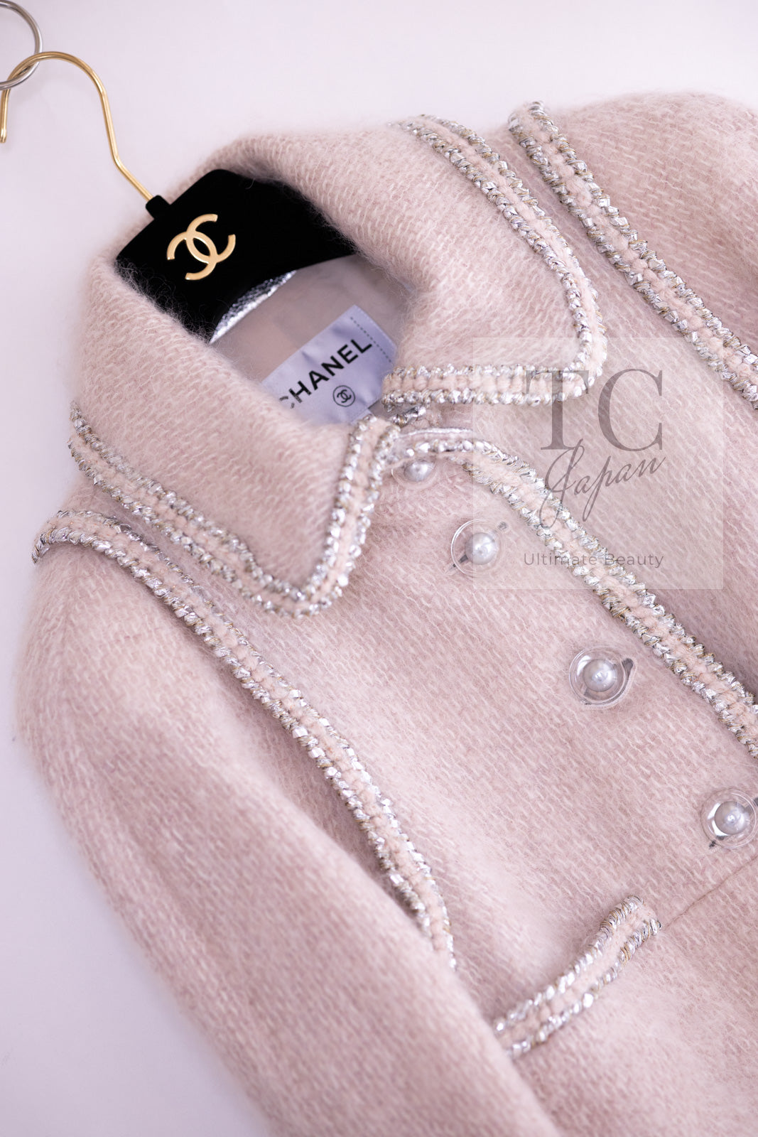 CHANEL 17A Pale Baby Pink Mohair Wool Coat Jacket 44 シャネル 軽くてふわふわ 淡い ベビーピンク モヘア ウール コート ジャケット 即発