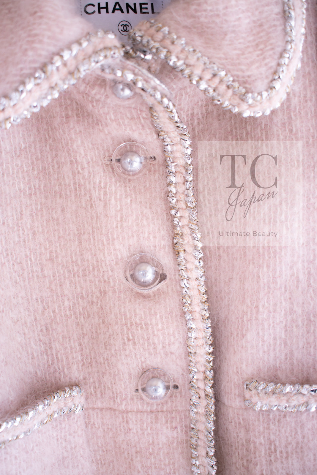 CHANEL 17A Pale Baby Pink Mohair Wool Coat Jacket 44 シャネル 軽くてふわふわ 淡い ベビーピンク モヘア ウール コート ジャケット 即発