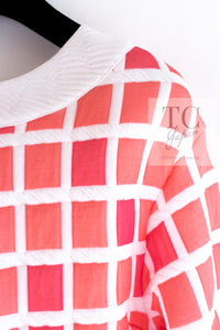 CHANEL 13C Light Pink White Quilted Pearl Button Sweater Tops 34 シャネル ライトピンク ホワイト キルティング パールボタン セーター トップス 即発