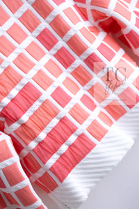 CHANEL 13C Light Pink White Quilted Pearl Button Sweater Tops 34 シャネル ライトピンク ホワイト キルティング パールボタン セーター トップス 即発