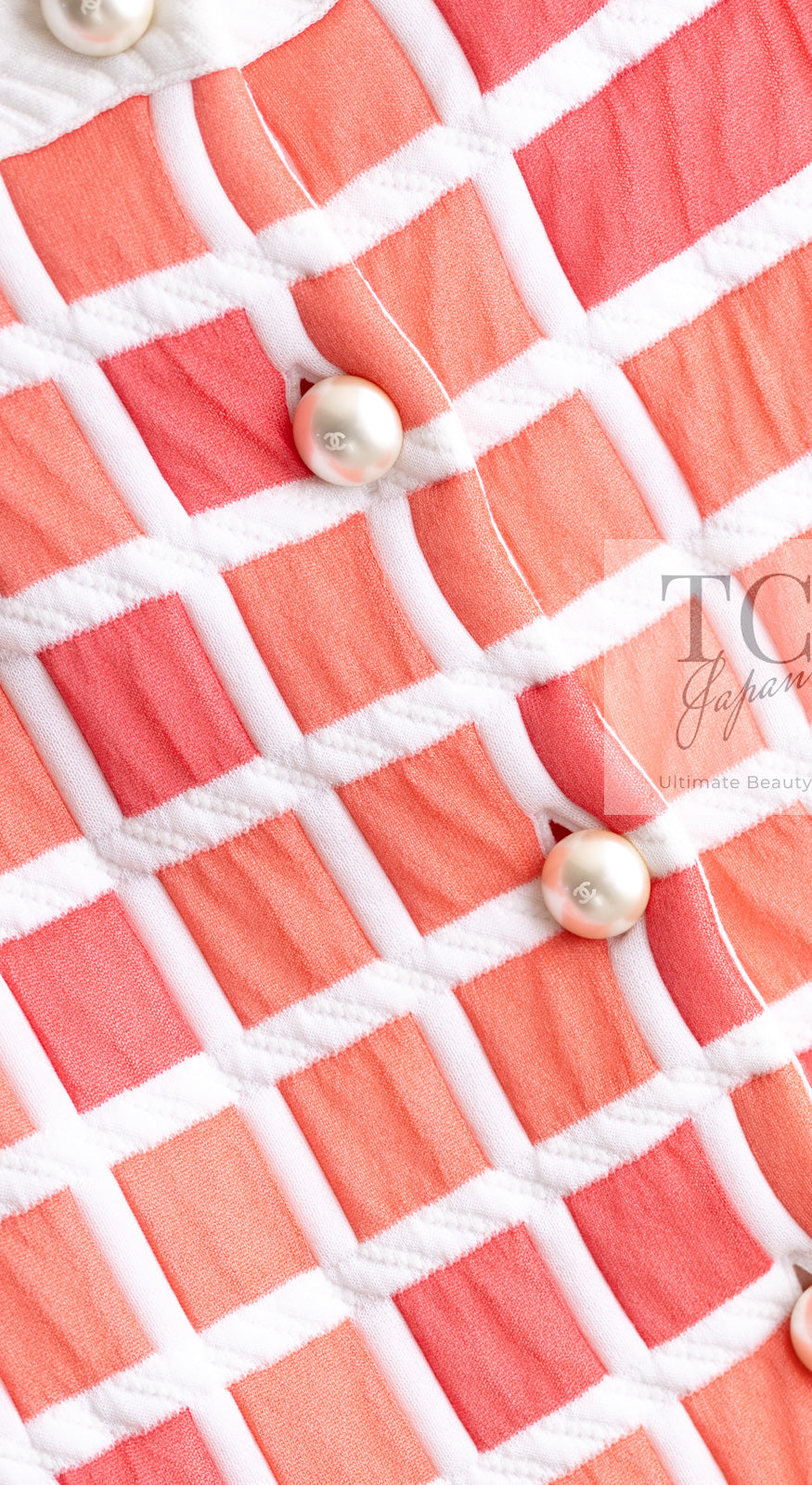 CHANEL 13C Light Pink White Quilted Pearl Button Sweater Tops 34 シャネル ライトピンク ホワイト キルティング パールボタン セーター トップス 即発