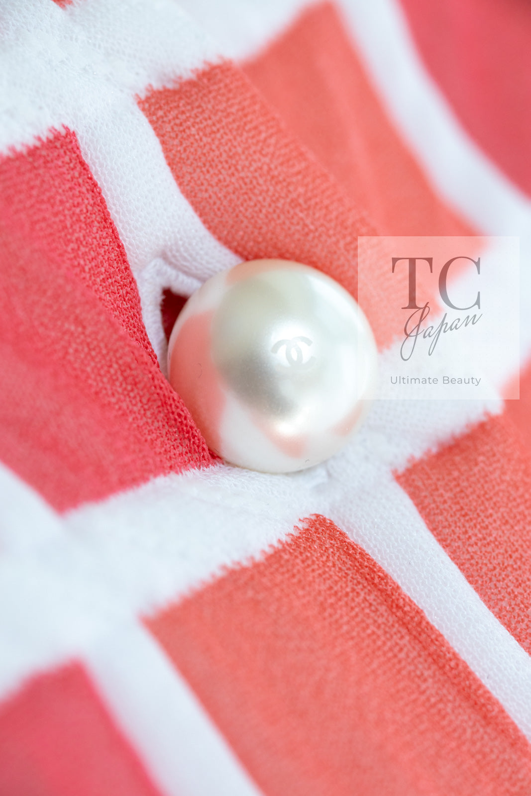 CHANEL 13C Light Pink White Quilted Pearl Button Sweater Tops 34 シャネル ライトピンク ホワイト キルティング パールボタン セーター トップス 即発