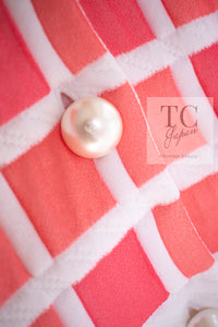 CHANEL 13C Light Pink White Quilted Pearl Button Sweater Tops 34 シャネル ライトピンク ホワイト キルティング パールボタン セーター トップス 即発