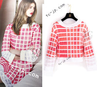 CHANEL 13C Light Pink White Quilted Pearl Button Sweater Tops 34 シャネル ライトピンク ホワイト キルティング パールボタン セーター トップス 即発