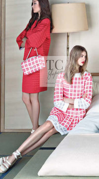 CHANEL 13C Light Pink White Quilted Pearl Button Sweater Tops 34 シャネル ライトピンク ホワイト キルティング パールボタン セーター トップス 即発