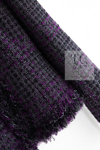 CHANEL 03A Purple Black Metallic Wool Tweed Jacket Skirt Suit 38 シャネル パープル ブラック ウール ツイード ジャケット スカート スーツ 即発