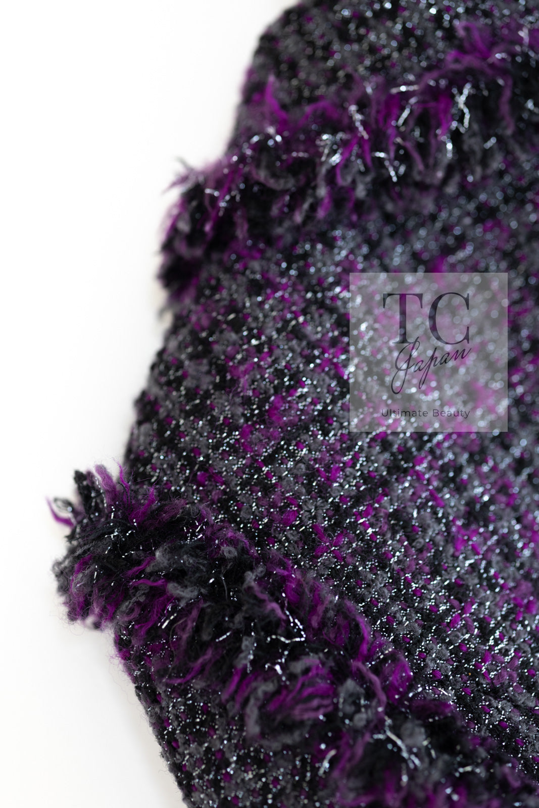 CHANEL 03A Purple Black Metallic Wool Tweed Jacket Skirt Suit 38 シャネル パープル ブラック ウール ツイード ジャケット スカート スーツ 即発