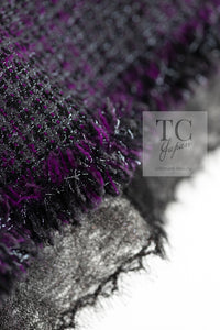 CHANEL 03A Purple Black Metallic Wool Tweed Jacket Skirt Suit 38 シャネル パープル ブラック ウール ツイード ジャケット スカート スーツ 即発