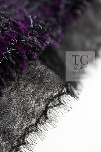 CHANEL 03A Purple Black Metallic Wool Tweed Jacket Skirt Suit 38 シャネル パープル ブラック ウール ツイード ジャケット スカート スーツ 即発
