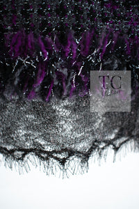 CHANEL 03A Purple Black Metallic Wool Tweed Jacket Skirt Suit 38 シャネル パープル ブラック ウール ツイード ジャケット スカート スーツ 即発