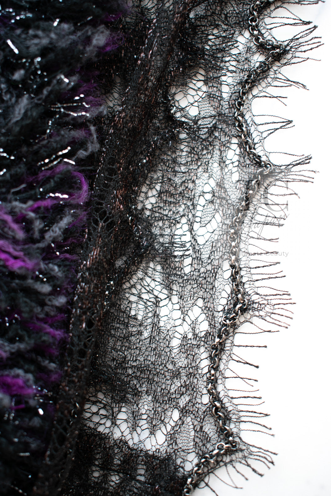 CHANEL 03A Purple Black Metallic Wool Tweed Jacket Skirt Suit 38 シャネル パープル ブラック ウール ツイード ジャケット スカート スーツ 即発