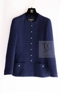 CHANEL 95S Vintage Navy Wool Cotton Jacket 36 38 シャネル ヴィンテージ ネイビー ウール コットン ジャケット 即発