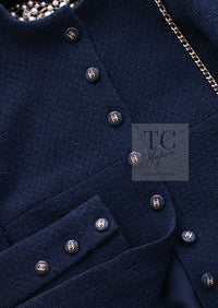 CHANEL 95S Vintage Navy Wool Cotton Jacket 36 38 シャネル ヴィンテージ ネイビー ウール コットン ジャケット 即発