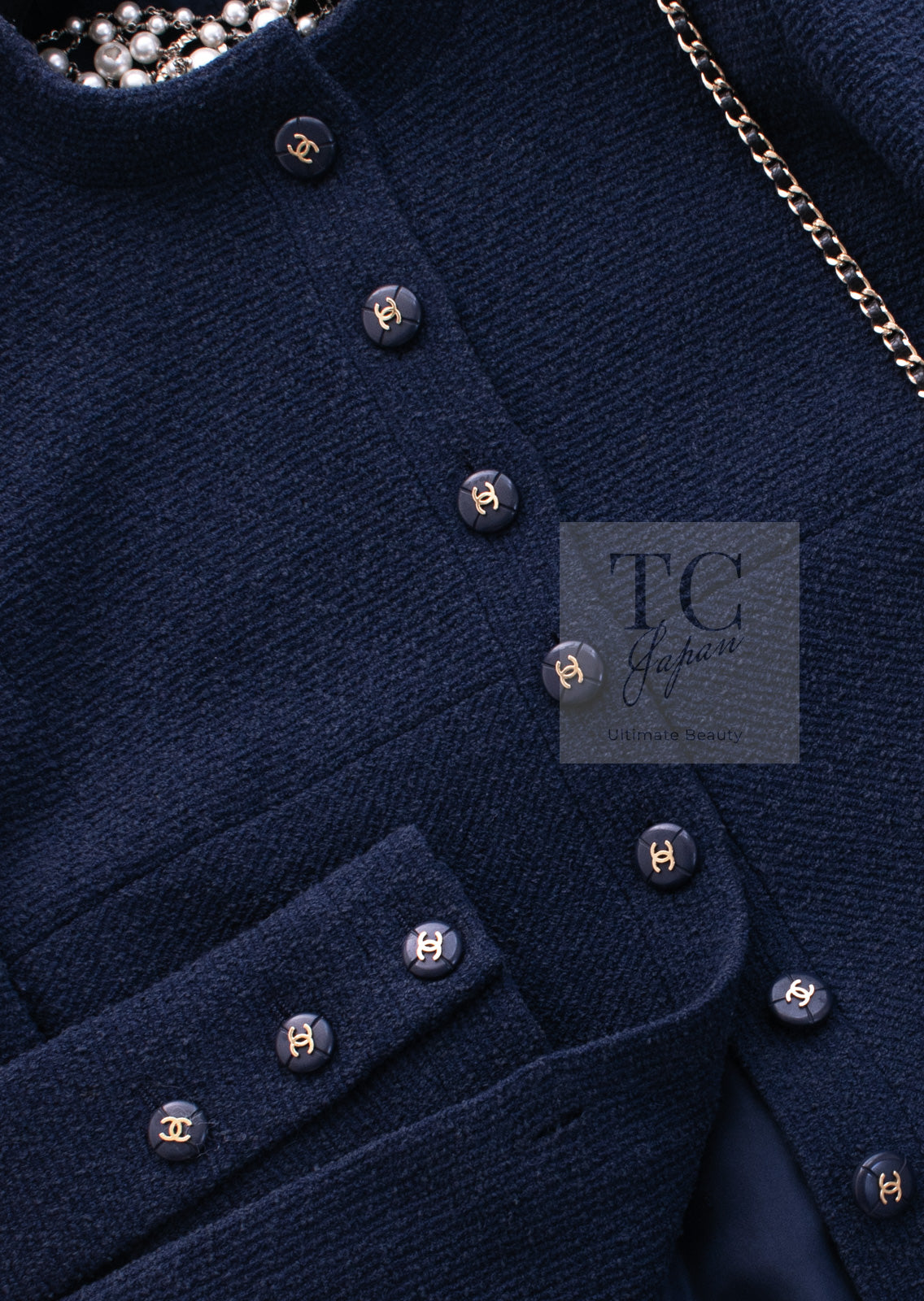 CHANEL 95S Vintage Navy Wool Cotton Jacket 36 38 シャネル ヴィンテージ ネイビー ウール コットン ジャケット 即発