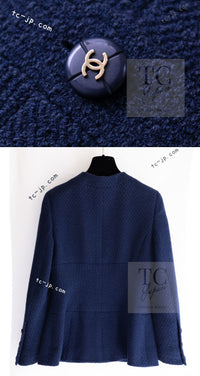 CHANEL 95S Vintage Navy Wool Cotton Jacket 36 38 シャネル ヴィンテージ ネイビー ウール コットン ジャケット 即発