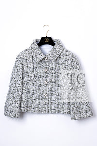 CHANEL 18PA Ivory Khaki Cashmere Wool Silk Jacket 36 シャネル アイボリー カーキ カシミヤ ウール シルク ジャケット 即発
