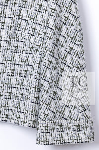 CHANEL 18PA Ivory Khaki Cashmere Wool Silk Jacket 36 シャネル アイボリー カーキ カシミヤ ウール シルク ジャケット 即発