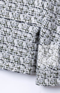 CHANEL 18PA Ivory Khaki Cashmere Wool Silk Jacket 36 シャネル アイボリー カーキ カシミヤ ウール シルク ジャケット 即発