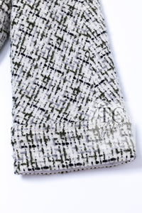CHANEL 18PA Ivory Khaki Cashmere Wool Silk Jacket 36 シャネル アイボリー カーキ カシミヤ ウール シルク ジャケット 即発