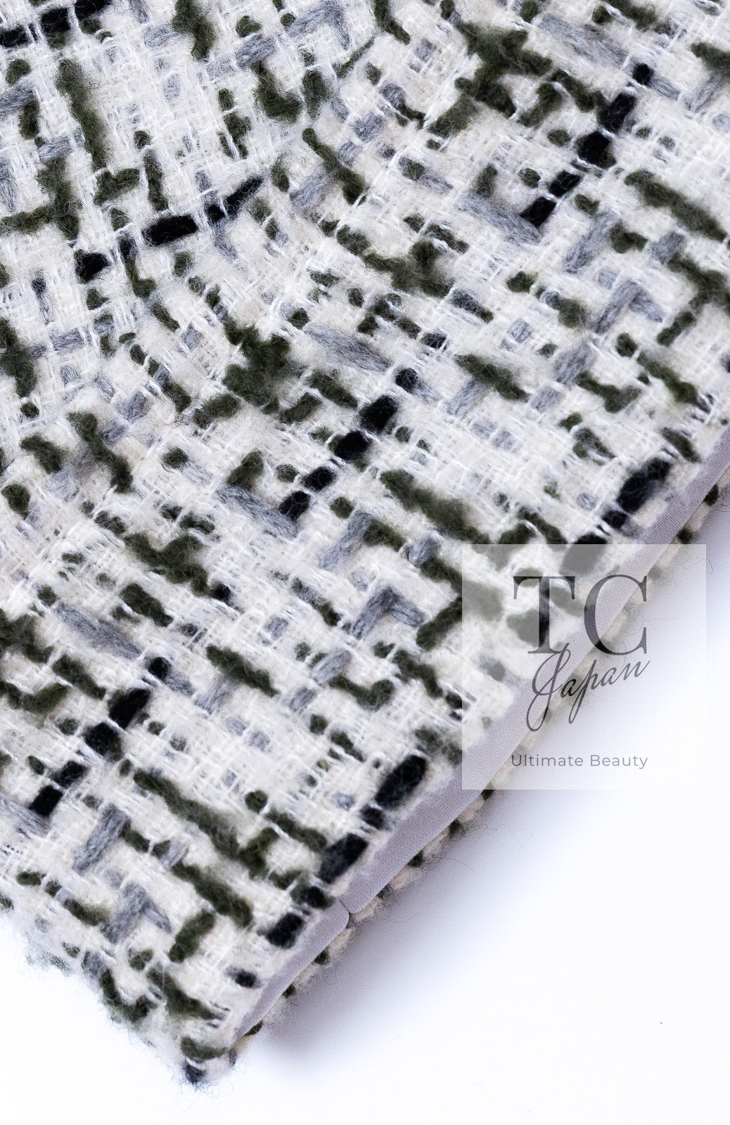 CHANEL 18PA Ivory Khaki Cashmere Wool Silk Jacket 36 シャネル アイボリー カーキ カシミヤ ウール シルク ジャケット 即発