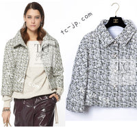 CHANEL 18PA Ivory Khaki Cashmere Wool Silk Jacket 36 シャネル アイボリー カーキ カシミヤ ウール シルク ジャケット 即発