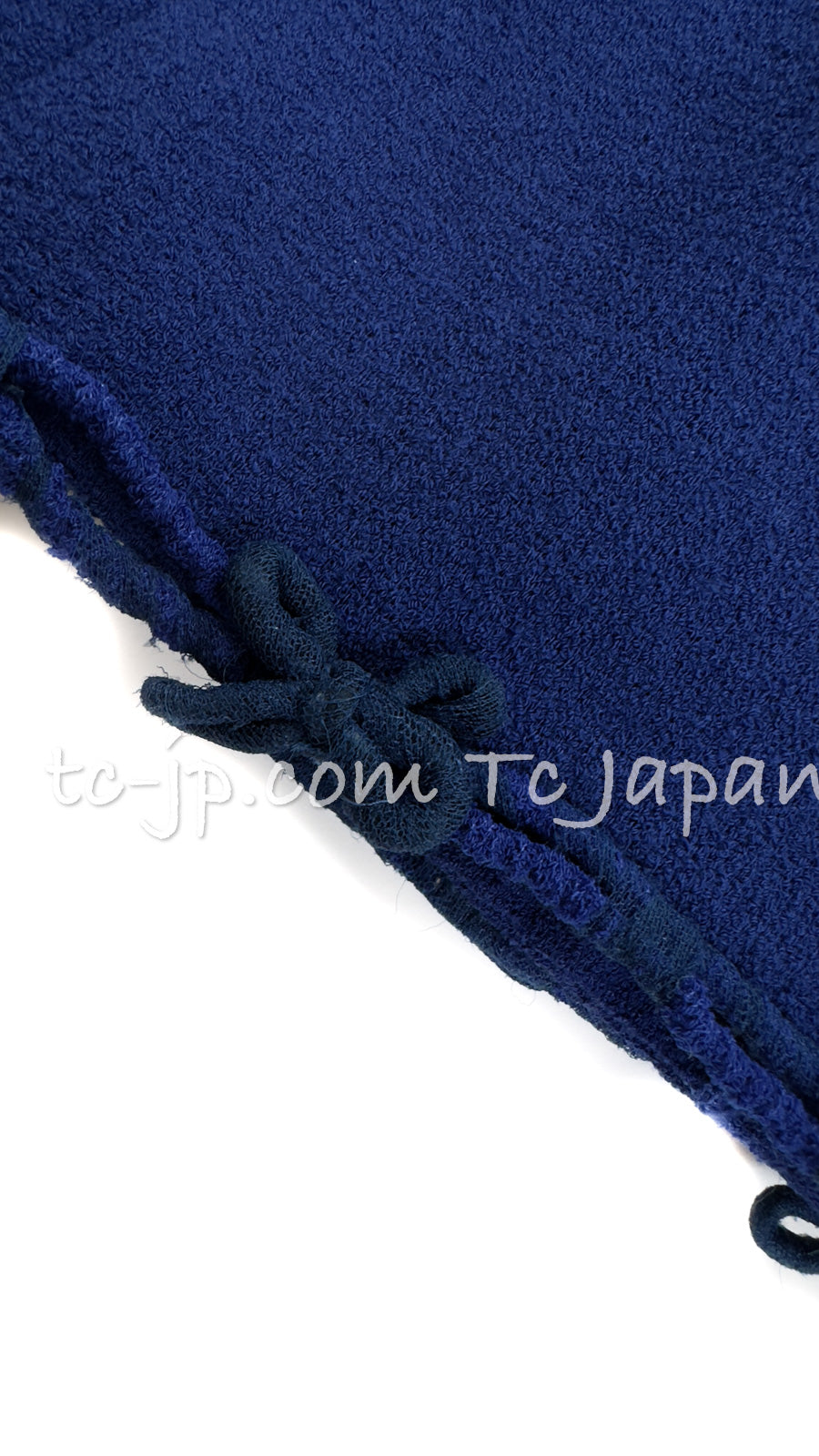 CHANEL 07PF Royal Blue Trimming CC Flower Buttons Wool Jacket 42 シャネル ロイヤル ブルー トリミング フラワー ココ ボタン ウール ジャケット 即発