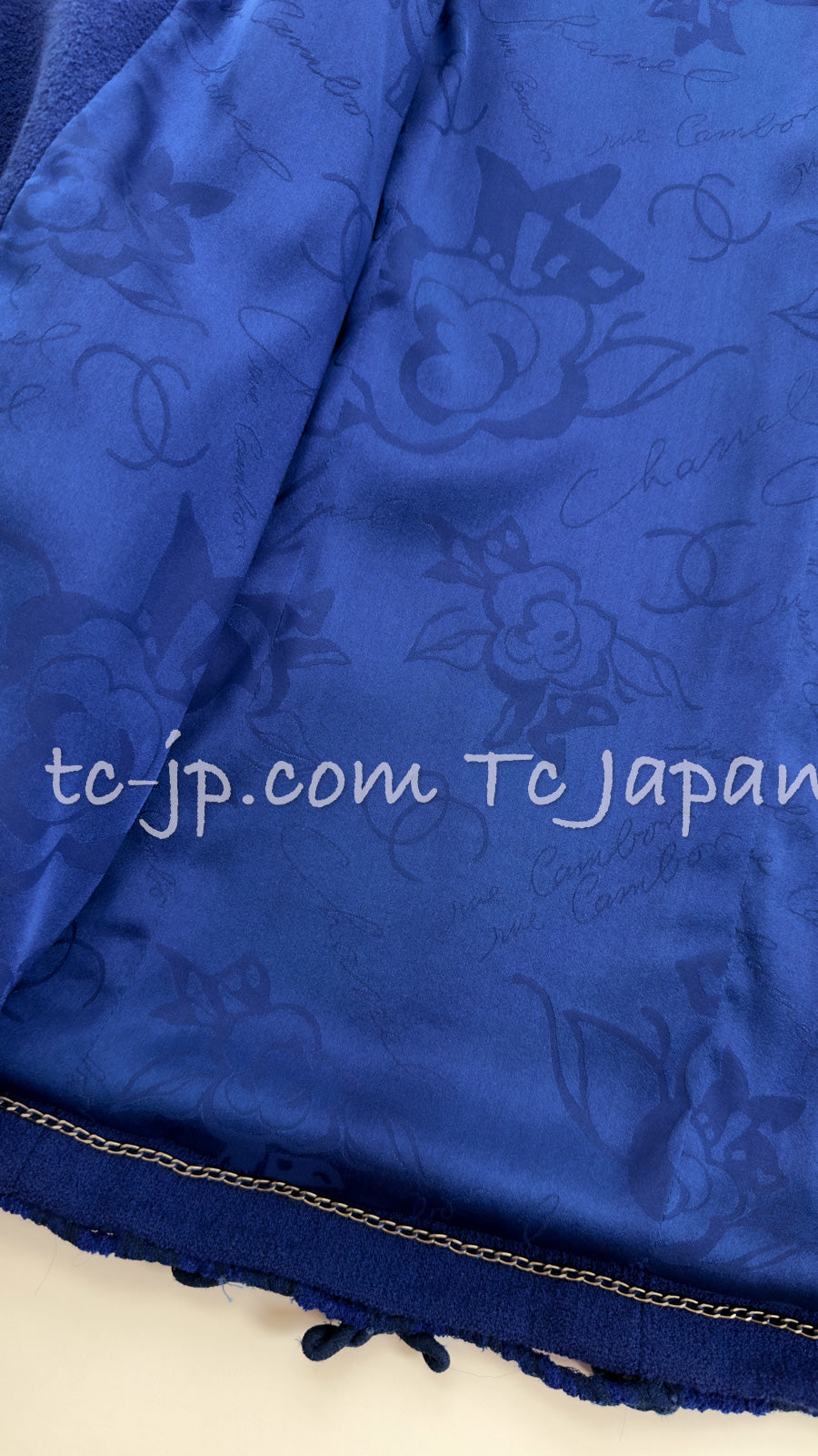 CHANEL 07PF Royal Blue Trimming CC Flower Buttons Wool Jacket 42 シャネル ロイヤル ブルー トリミング フラワー ココ ボタン ウール ジャケット 即発