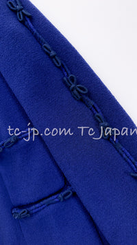 CHANEL 07PF Royal Blue Trimming CC Flower Buttons Wool Jacket 42 シャネル ロイヤル ブルー トリミング フラワー ココ ボタン ウール ジャケット 即発