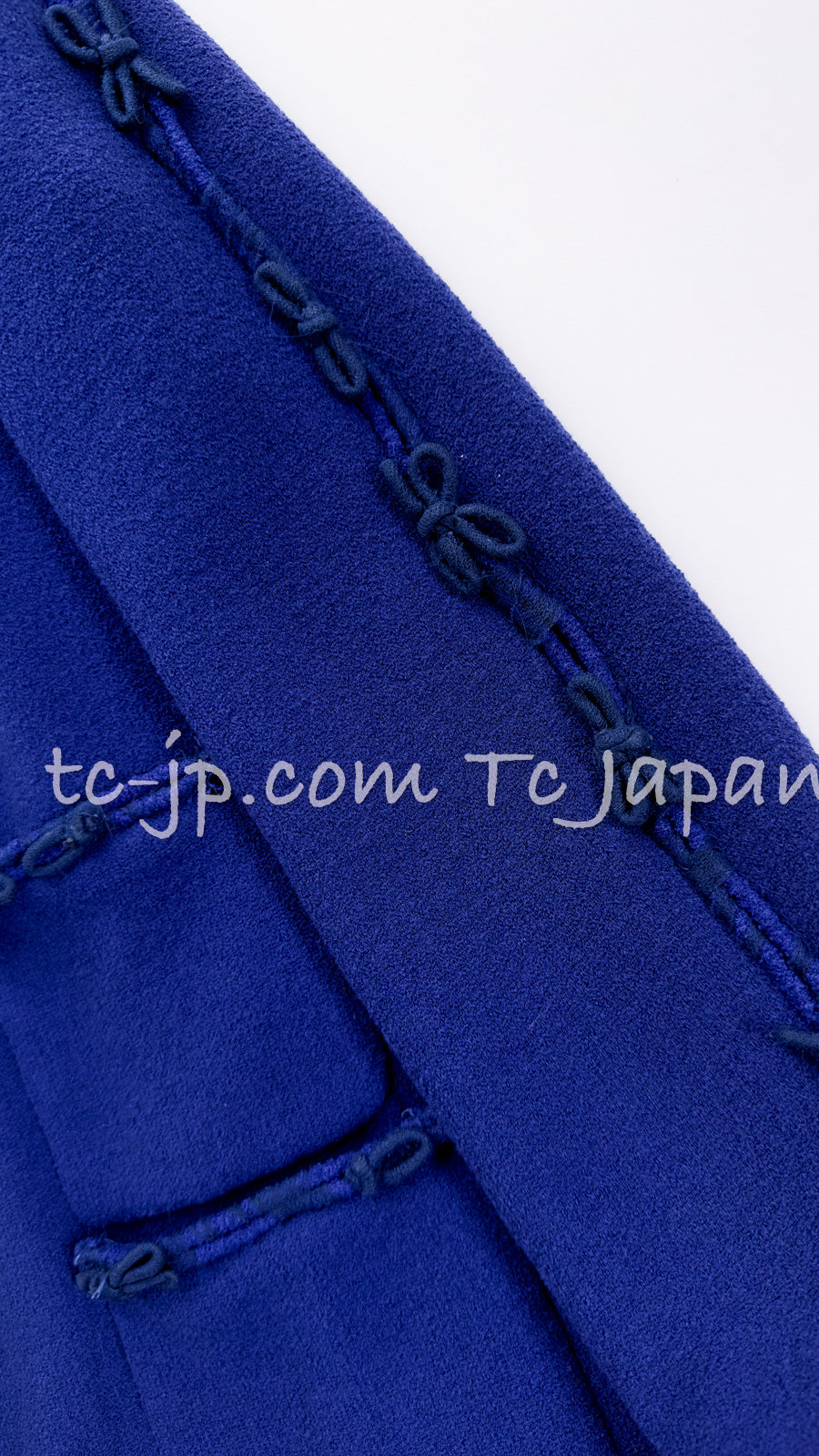 CHANEL 07PF Royal Blue Trimming CC Flower Buttons Wool Jacket 42 シャネル ロイヤル ブルー トリミング フラワー ココ ボタン ウール ジャケット 即発