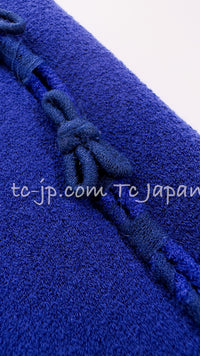 CHANEL 07PF Royal Blue Trimming CC Flower Buttons Wool Jacket 42 シャネル ロイヤル ブルー トリミング フラワー ココ ボタン ウール ジャケット 即発