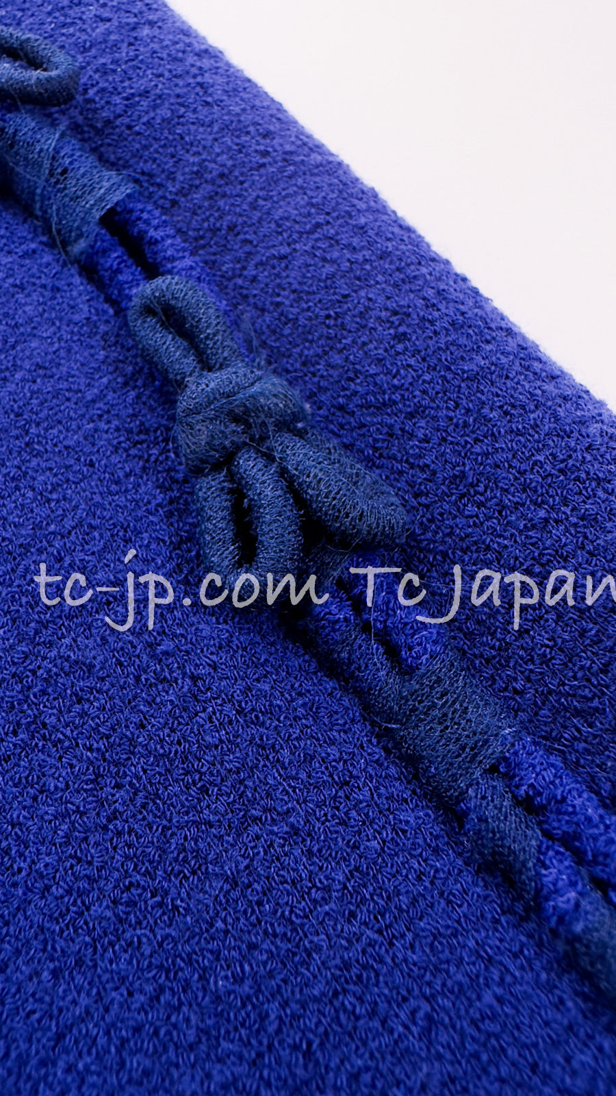 CHANEL 07PF Royal Blue Trimming CC Flower Buttons Wool Jacket 42 シャネル ロイヤル ブルー トリミング フラワー ココ ボタン ウール ジャケット 即発