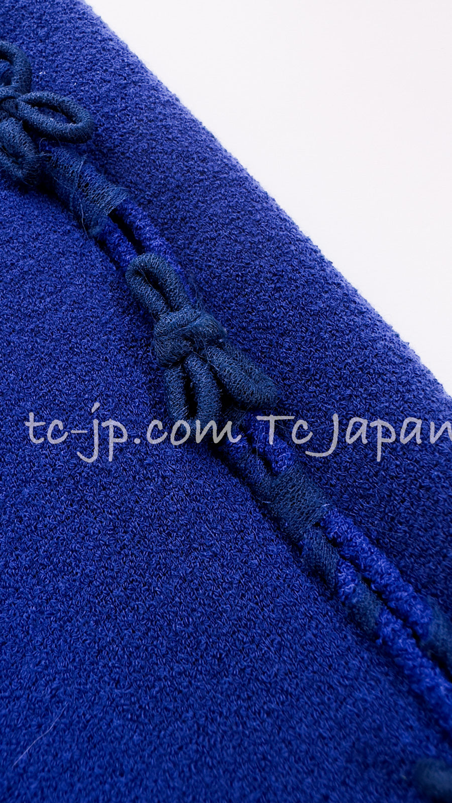 CHANEL 07PF Royal Blue Trimming CC Flower Buttons Wool Jacket 42 シャネル ロイヤル ブルー トリミング フラワー ココ ボタン ウール ジャケット 即発