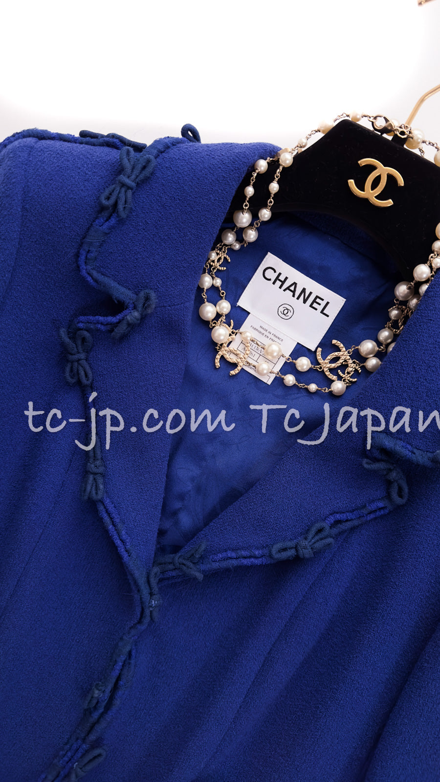 CHANEL 07PF Royal Blue Trimming CC Flower Buttons Wool Jacket 42 シャネル ロイヤル ブルー トリミング フラワー ココ ボタン ウール ジャケット 即発